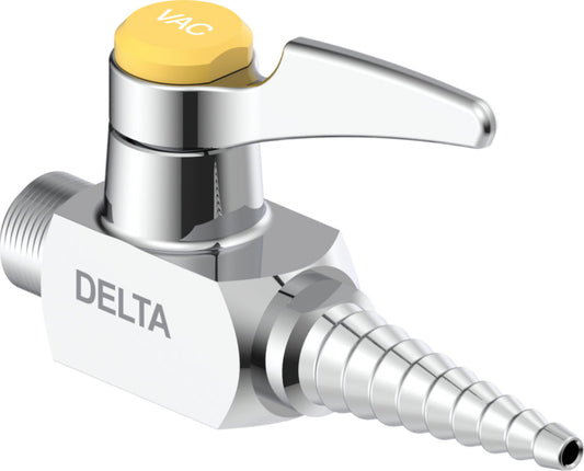 Delta W6200VAC Commercial 3/8" Wall-Mount Single Ball Valve with VAC Indexed Handle for Vacuum in Chrome | Plumbers Center