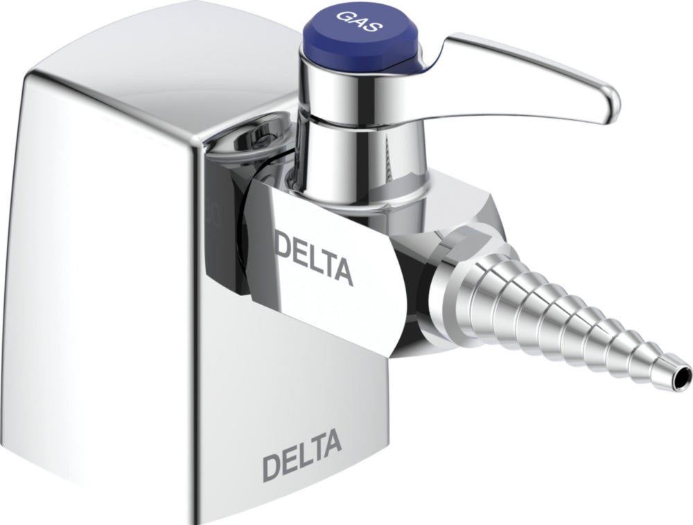 Delta W6210GAS Commercial 3/8" 90 Degree Deck-Mount Turret Ball Valve Hose Cock with GAS Indexed Handle for Natural Gas in Chrome | Plumbers Center