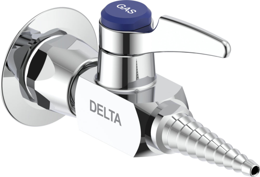 Delta W6270GAS 3/8" Wall-Mount Single Ball Valve Hose Cock with GAS Indexed Handle and Trim Nozzle in Chrome | Plumbers Center