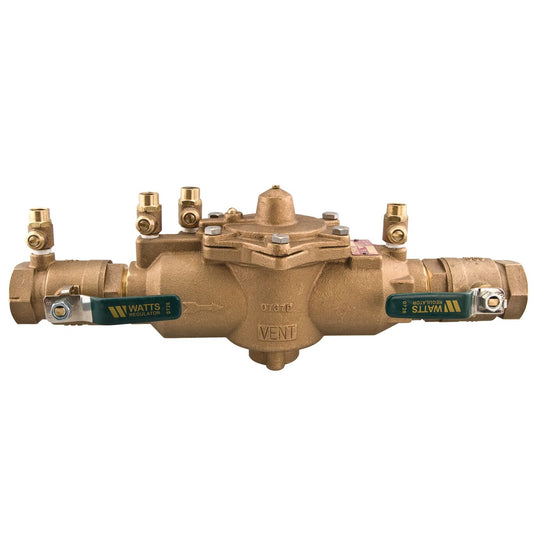 Watts 0062921 - 009M2-QT-112 - 1-1/2" RP Bronze Reduced Pressure Zone Assembly Backflow Preventer with Quarter Turn Shutoff Valves