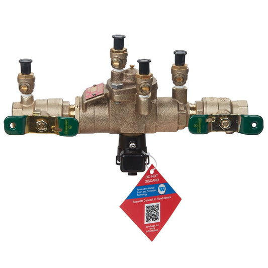Watts 88004111 - LF009M3-QT-FS-3/4 - 3/4" RP Reduced Pressure Zone Backflow Preventer Assembly with Quarter Turn Shutoff Valves, Tee Handles, Backflow Flood Sensor - Lead Free