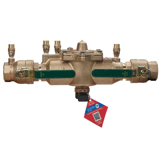 Watts 88004114 - LF009M2-QT-FS-112 - 1-1/2" RP Reduced Pressure Zone Backflow Preventer Assembly with Quarter Turn Shutoff Valves, Lever Handles, Backflow Flood Sensor - Lead Free
