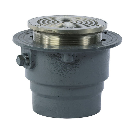 Watts CO-203-R-1 3" Cast Iron Floor Cleanout with Adjustable Round Nickel Bronze Top, No Hub