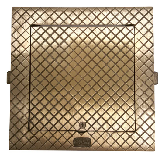 Zurn Z1461-ZAB-12 Bronze Polished Scoriated Square Hinged Floor Access Cover Panel, 12" x 12" Frame