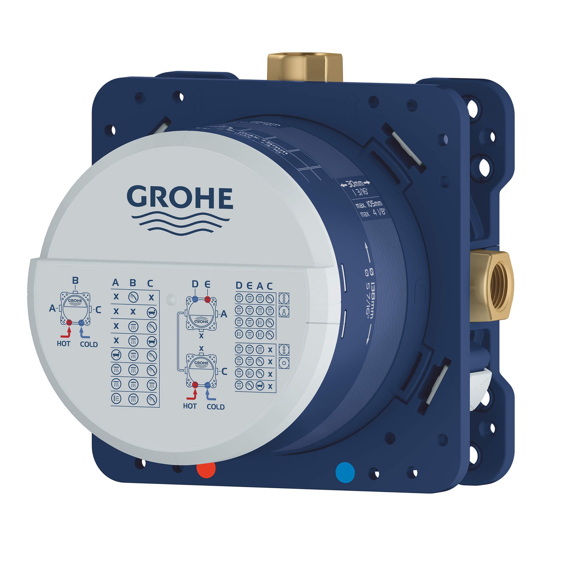 GROHE 35601000 - Rapido Smartbox Universal Rough-in Box with 1/2" Female NPT Outlets & Inlets 