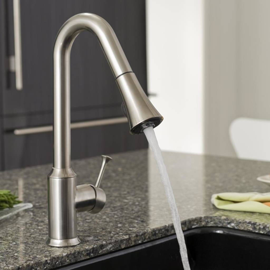 American Standard 4332300.075 Pekoe 1-Handle High-Arc Kitchen Faucet with Pull Down Sprayer in Stainless Steel | Plumbers Center