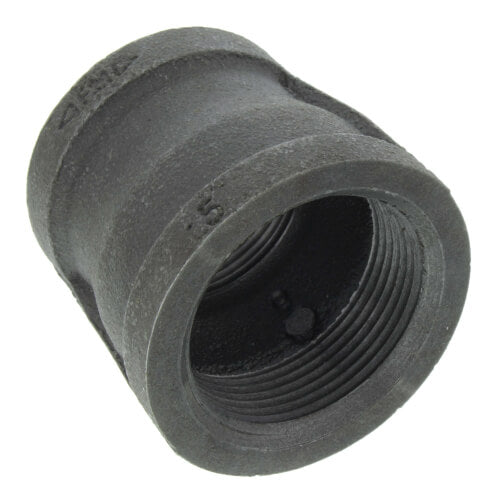 1-1/2" x 1-1/4" BLACK REDUCING COUPLING - 1-1/2" x 1-1/4" Black Malleable Iron Reducing Coupling, Class 150 PSI |  Faucet Center