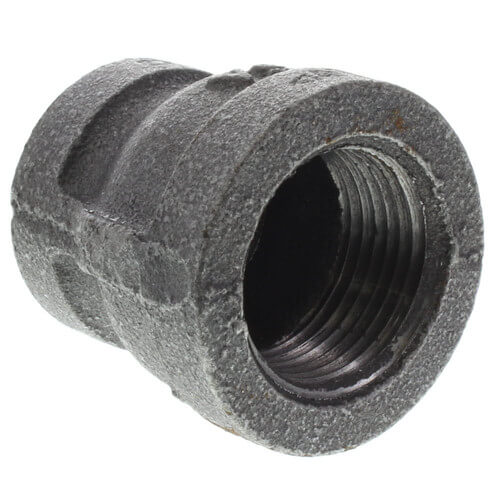 3/4" x 1/2" BLACK REDUCING COUPLING - 3/4" x 1/2" Black Malleable Iron Reducing Coupling, Class 150 PSI | Faucet Center