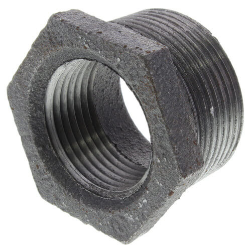 1-1/4" x 1" BLACK HEX BUSHING - 1-1/4" x 1" Schedule 40 Black Steel Hexagon Bushing, Class 150 | Faucet Center