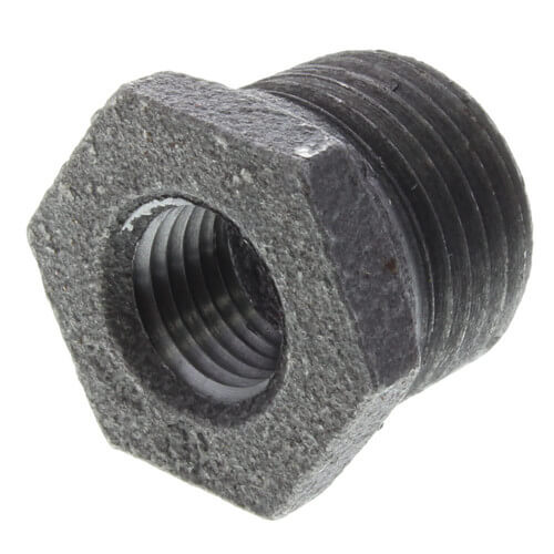 3/4" x 3/8" BLACK HEX BUSHING - 3/4" x 3/8" Schedule 40 Black Steel Hexagon Bushing, Class 150