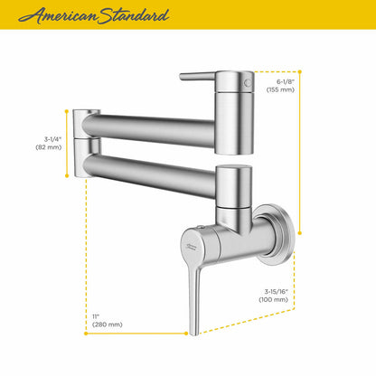 American Standard 4803900.002 Studio S Contemporary Wall-Mount Swing Arm Pot Filler Kitchen Faucet in Chrome 