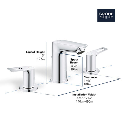 Grohe 20225001 Bauloop 8-Inch Widespread 2 Handle Bathroom Faucet, 1.2 GPM, StarLight Chrome 