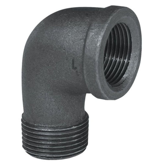 1/2" BLACK 90 STREET ELBOW - 1/2" Schedule 40 Black Threaded Malleable Iron 90 Degree Street Elbow