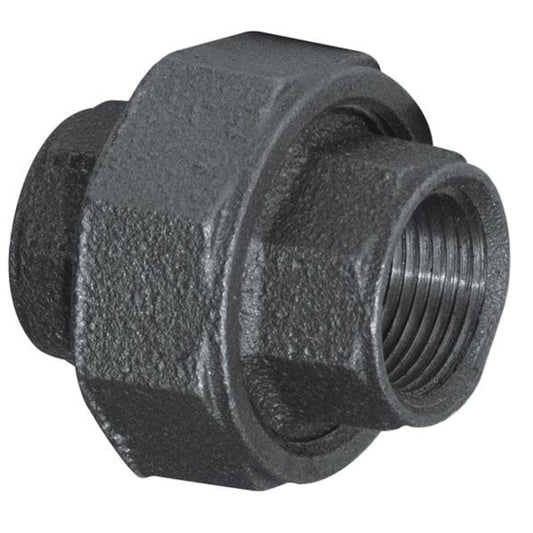 1/4" BLACK UNION - 1/4" Schedule 40 Black Steel Union with FNPT Connections, Class 150 | Faucet Center