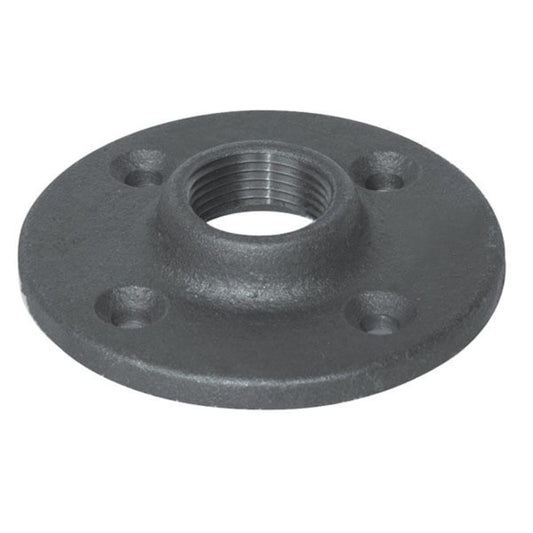 3/4" BLACK FLOOR FLANGE - 3/4" Schedule 40 Black Steel Threaded Malleable Iron Floor Flange, Class 150 | Faucet Center