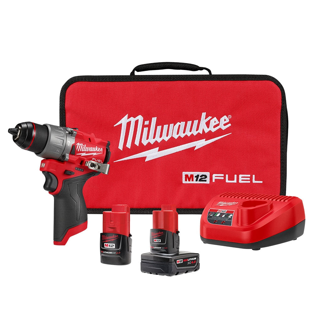 Milwaukee 3404-22 M12 FUEL 1/2" Hammer Drill/Driver Kit with Battery, Charger & Carrying Case 