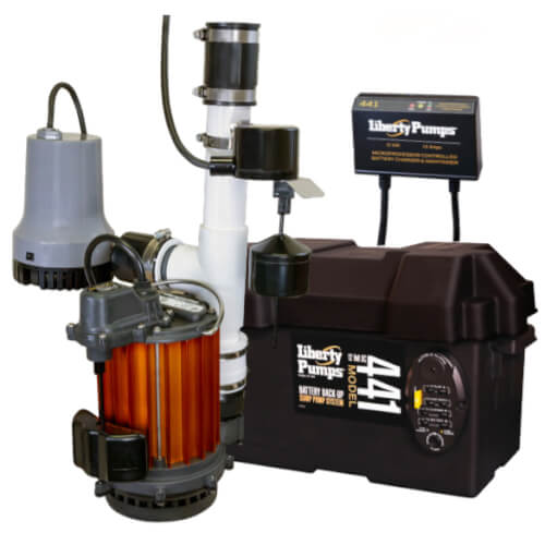 Liberty PC457-441 : 1/2 HP Sump Pump Combo 115v & 12v Battery Sump Pump Back-Up System - Pre-Assembled | Plumbers Center