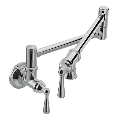 Moen S664 Traditional Two-Handle Wall Mount Kitchen Pot Filler in Chrome 