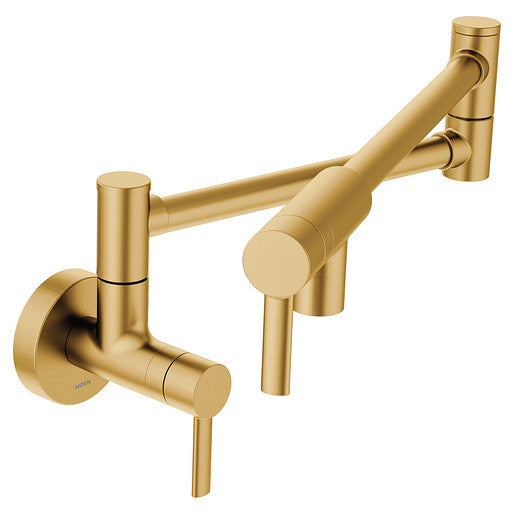 Moen S665BG Modern 2-Handle Wall Mount Kitchen Pot Filler Faucet in Brushed Gold 