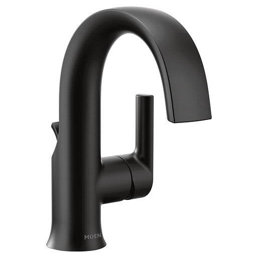 Moen S6910BL Doux 1-Handle High Arc Bathroom Faucet, Single Hole Mount, Matte Black 