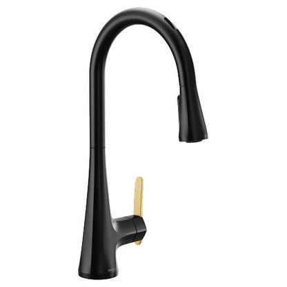 Moen S7235EVBL Sinema U By Moen Smart Single-Handle Pull-Down Sprayer Kitchen Faucet with Voice Control and Power Clean in Matte Black 