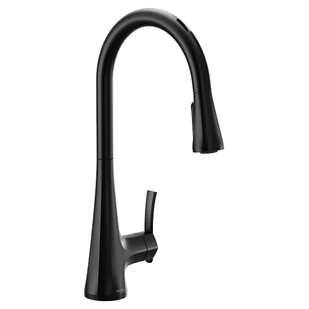 Moen S7235EVBL Sinema U By Moen Smart Single-Handle Pull-Down Sprayer Kitchen Faucet with Voice Control and Power Clean in Matte Black