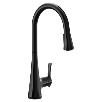 Moen S7235EVBL Sinema U By Moen Smart Single-Handle Pull-Down Sprayer Kitchen Faucet with Voice Control and Power Clean in Matte Black