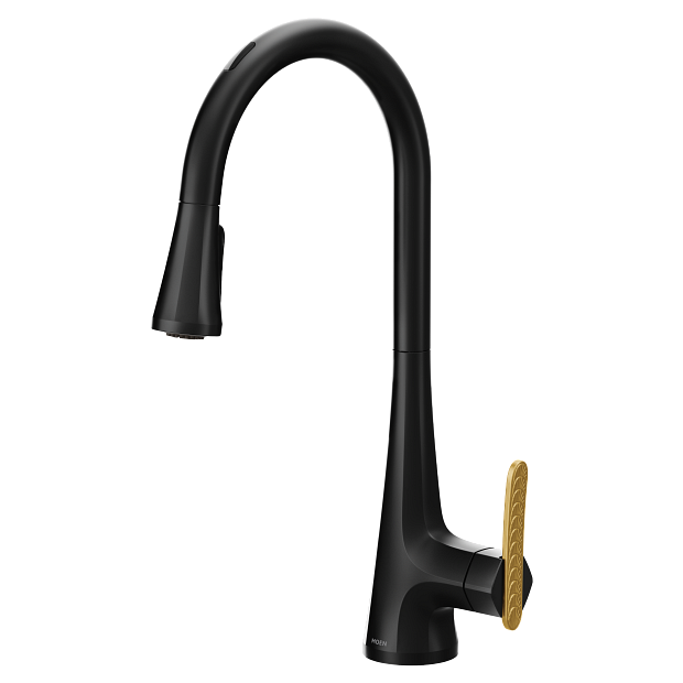 Moen S7235EVBL Sinema U By Moen Smart Single-Handle Pull-Down Sprayer Kitchen Faucet with Voice Control and Power Clean in Matte Black 