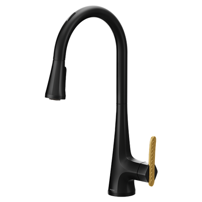 Moen S7235EVBL Sinema U By Moen Smart Single-Handle Pull-Down Sprayer Kitchen Faucet with Voice Control and Power Clean in Matte Black 