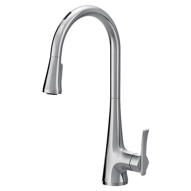 Moen S7235EV2C Sinema Single-Handle Motion Control Smart Pull-Down Kitchen Faucet with Voice Control and Power Boost, Chrome 