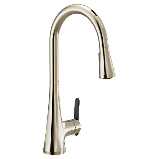 Moen S7235EV2NL Sinema Single-Handle Motion Control Smart Pull-Down Kitchen Faucet with Voice Control and Power Boost, Polished Nickel 