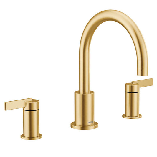 Moen T6223BG Cia Two-Handle Non Diverter Deck Mounted Roman Tub Filler Faucet, Brushed Gold