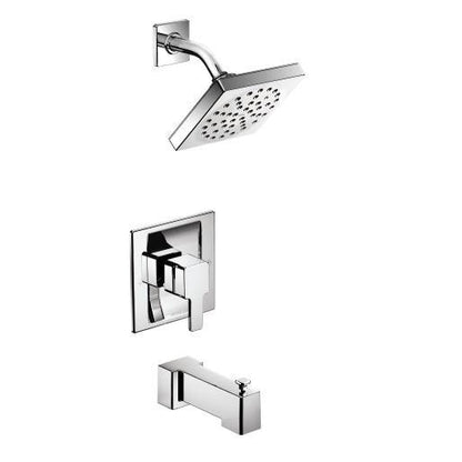 Moen TS2713 90 Degree Posi-Temp Tub/Shower Trim with 6" Spray Head Rainshower Showerhead in Chrome 