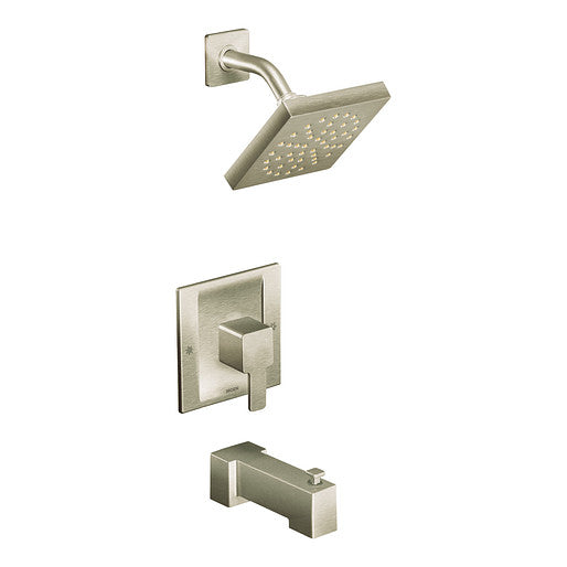 Moen TS2713BN 90 Degree Posi-Temp Tub/Shower Trim with Rainshower Showerhead - Brushed Nickel 