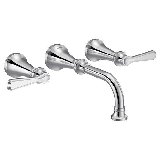 Moen TS44104 Colinet 2-Handle Wall Mount Bathroom Faucet with Lever Handles in Chrome 