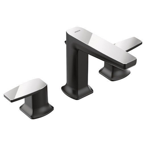 Moen TS8002BLC Via 8-Inch Two-Handle Widespread Low Arc Bathroom Faucet Trim in Matte Black 