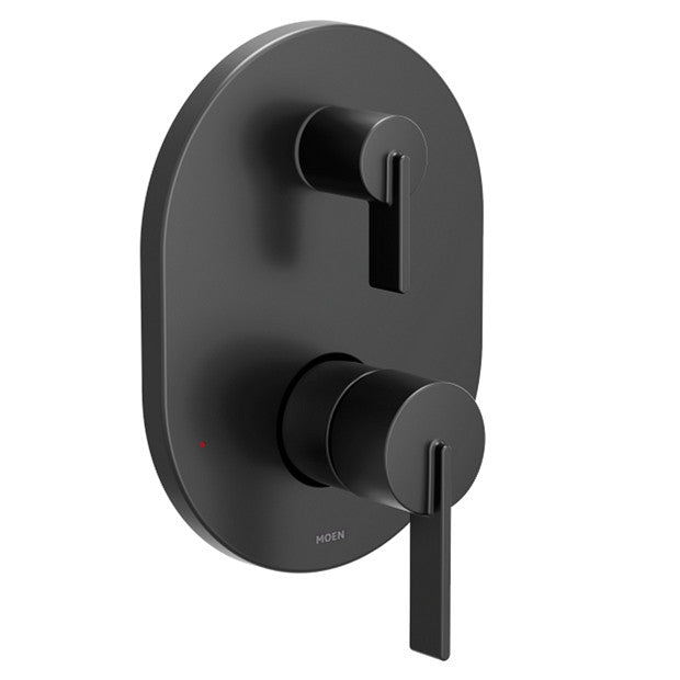 Moen UT3331BL Cia 3 Function Pressure Balanced Transfer Valve Trim Kit Only with Double Lever Handle and Integrated Diverter - Matte Black