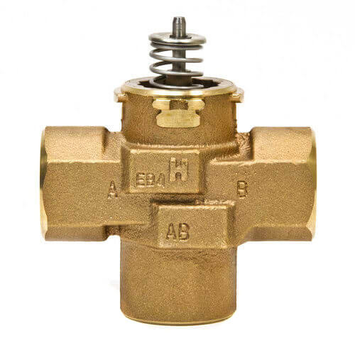 Honeywell Home VCZND6100/U 1-1/4" 3-Way Female NPT VC Valve Assembly Body (8.3 Cv) for Hydronic with 9 CV and Linear Flow 